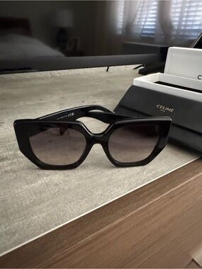 Celine Black Oversized Cat-Eye Sunglasses with Gradient Lenses